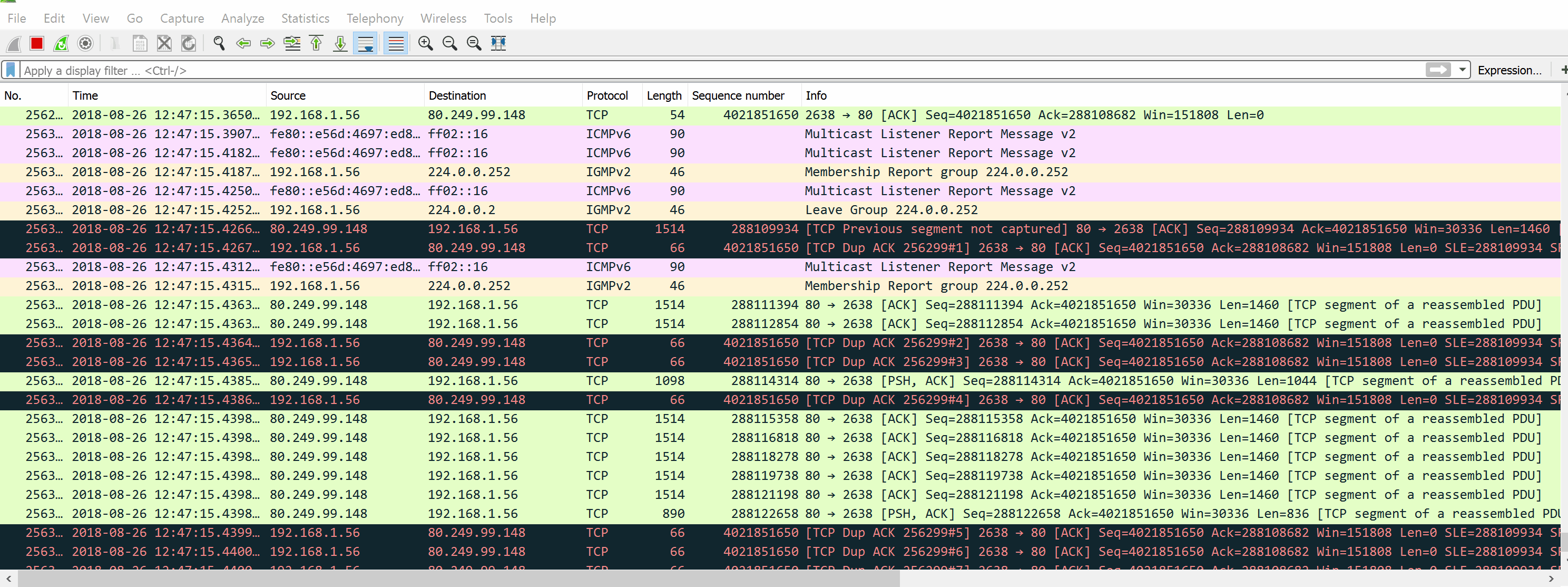 Wireshark capture